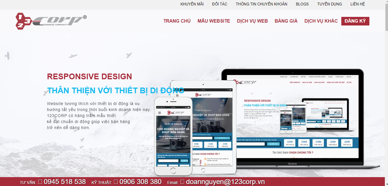 thiết kế web uy tín 123Corp
